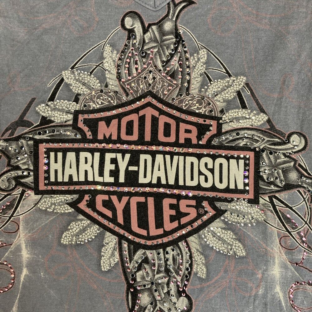 Harley-Davidson® Women's 3/4 Sleeve Storming Passion Shirt Sz S/M - Picture 5 of 16
